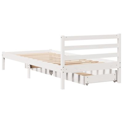 vidaXL Estructura de cama sin colchón madera maciza blanca 75x190 cm