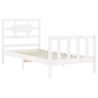 vidaXL Estructura de cama con cabecero madera maciza blanco 90x200 cm