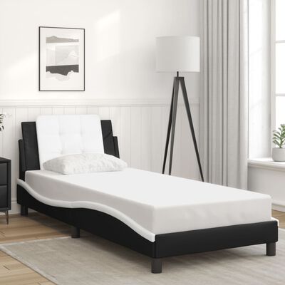 vidaXL Estructura cama con LED cuero sintético negro blanco 80x200 cm