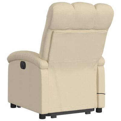 vidaXL Sillón de masaje eléctrico reclinable elevable tela crema