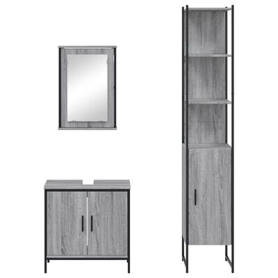 vidaXL Set de muebles de baño 3 pzas madera contrachapada gris sonoma