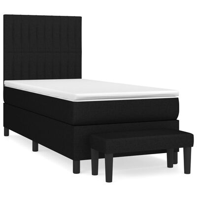 vidaXL Cama box spring con colchón tela negro 90x190 cm