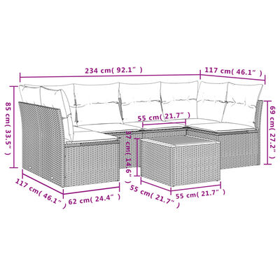 vidaXL Set sofás de jardín 7 piezas y cojines ratán sintético beige