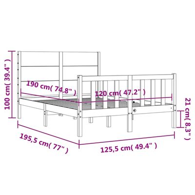 vidaXL Estructura cama de matrimonio con cabecero madera maciza negra