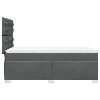 vidaXL Cama box spring con colchón tela gris oscuro 100x200 cm