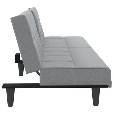 vidaXL Sofá cama con portavasos tela gris claro