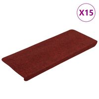 vidaXL Alfombrilla autoadhesiva de escalera 15 uds rojo 65x24,5x3,5 cm