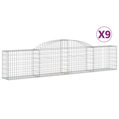 vidaXL Cestas de gaviones 9 uds forma de arco hierro 300x30x60/80 cm