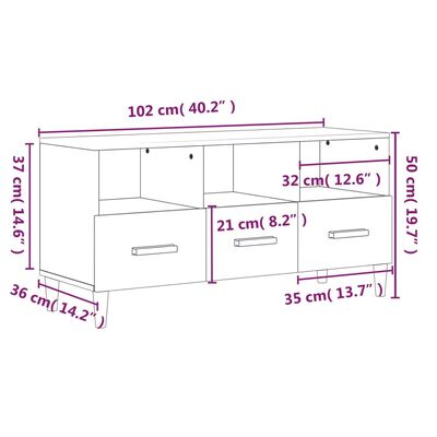 vidaXL Mueble de TV madera contrachapada negro 102x36x50 cm