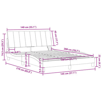 vidaXL Estructura de cama con luces LED terciopelo negro 140x200 cm