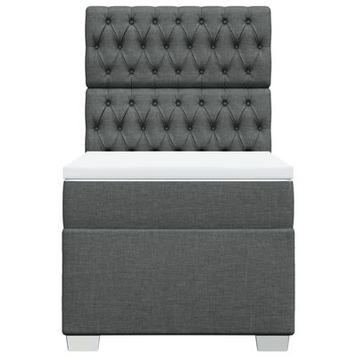 vidaXL Cama box spring con colchón tela gris oscuro 100x200 cm