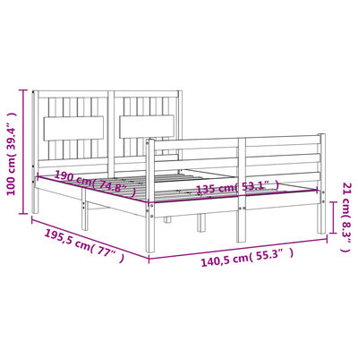 vidaXL Estructura cama de matrimonio con cabecero madera maciza blanco