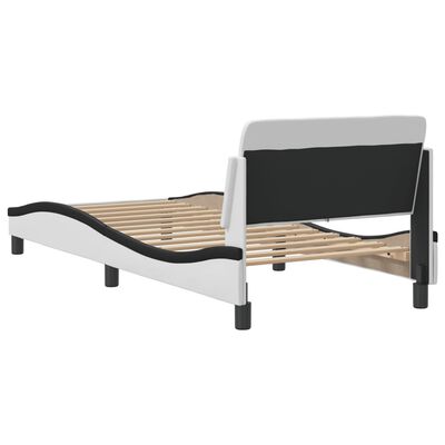 vidaXL Cama sin colchón cuero sintético blanco negro 80x200 cm