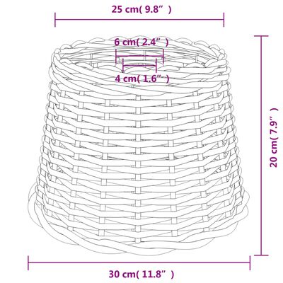 vidaXL Pantalla para lámpara de techo mimbre blanco Ø30x20 cm