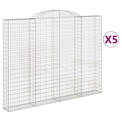 vidaXL Cestas de gaviones 5 uds forma de arco hierro 300x30x220/240 cm