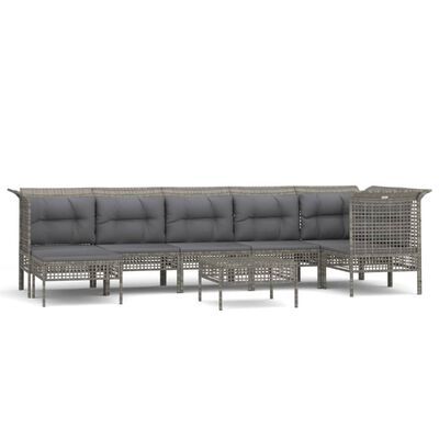 vidaXL Set de muebles de jardín 8 pzas y cojines ratán sintético gris