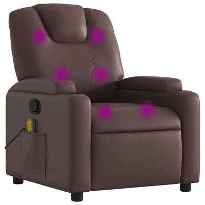 vidaXL Sillón de masaje reclinable cuero sintético marrón