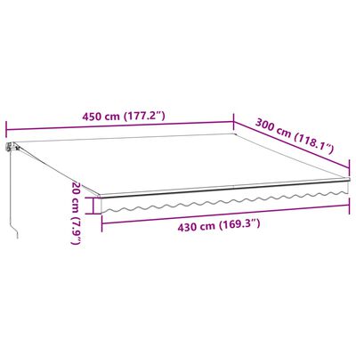 vidaXL Toldo retráctil manual marrón 450x300 cm