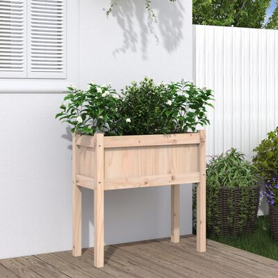 vidaXL Jardinera con patas madera maciza de pino 70x31x70 cm