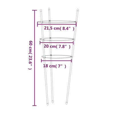 vidaXL Soportes plantas jardín con 3 anillas 5 uds acero verde 60 cm