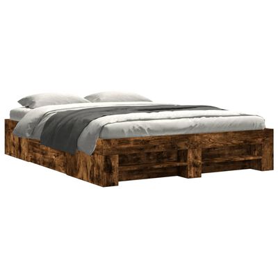 vidaXL Estructura de cama madera de ingeniería roble ahumado 160x200cm