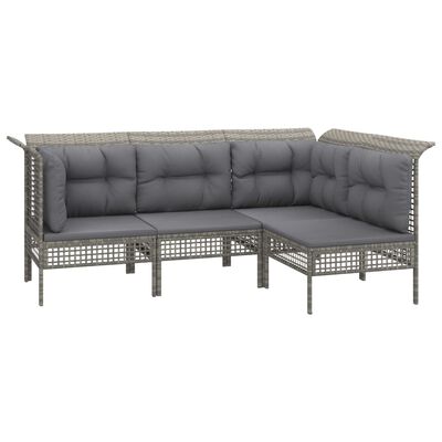 vidaXL Set de muebles de jardín 6 pzas y cojines ratán sintético gris