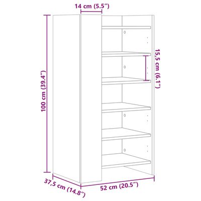 vidaXL Mueble zapatero madera ingeniería gris hormigón 52x37,5x100 cm