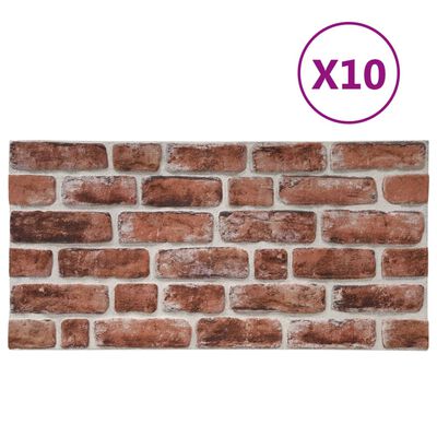 vidaXL Paneles de pared 3D diseño de ladrillo 10 uds EPS marrón oscuro