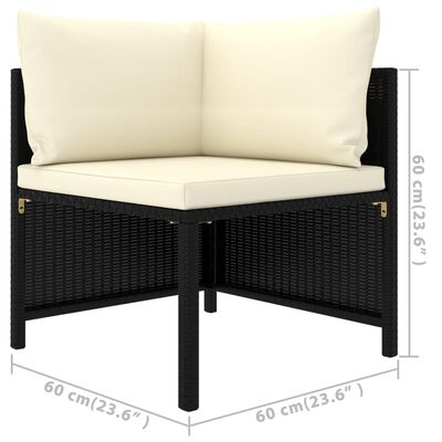 vidaXL Set de muebles de jardín 6 pzas y cojines ratán sintético negro