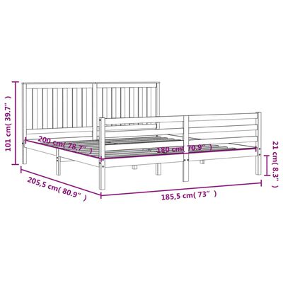 vidaXL Estructura de cama de matrimonio con cabecero madera maciza