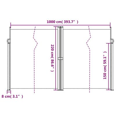 vidaXL Toldo lateral retráctil negro 220x1000 cm