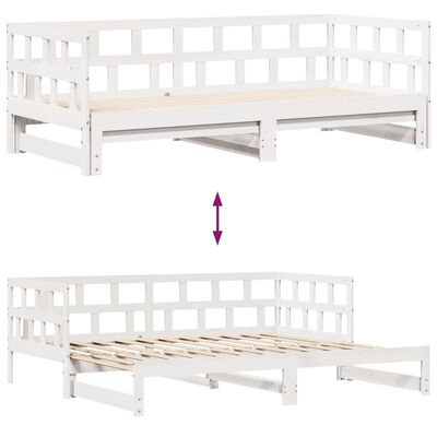 vidaXL Sofá cama nido con cajones madera maciza pino blanca 80x200 cm