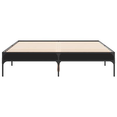 vidaXL Estructura de cama madera de ingeniería y metal negro 135x190cm