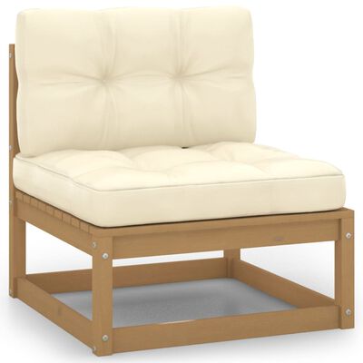 vidaXL Set de muebles de jardín 8 pzs cojines madera pino marrón miel