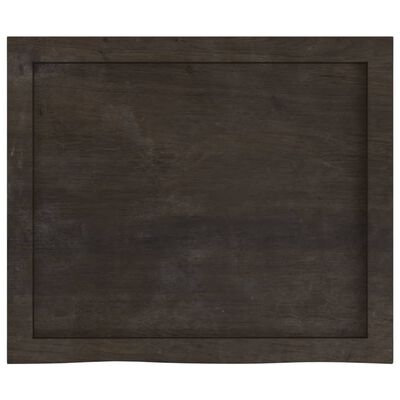 vidaXL Encimera baño madera maciza tratada marrón oscuro 60x50x(2-6)cm