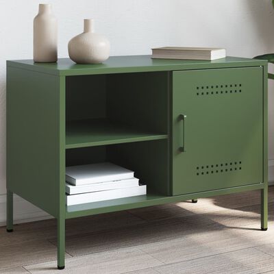 vidaXL Mueble de TV de acero verde oliva 68x39x50,5 cm