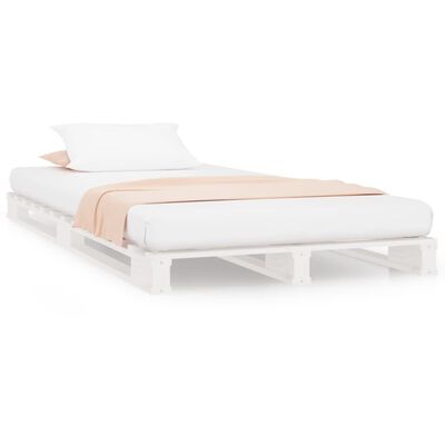 vidaXL Cama de palets madera maciza pino blanca pequeña 75x190 cm