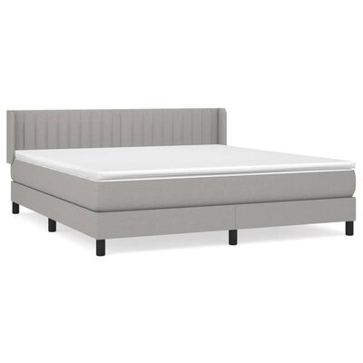 vidaXL Cama box spring con colchón tela gris claro 160x200 cm