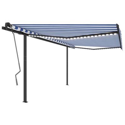 vidaXL Toldo manual retráctil con LED azul y blanco 4,5x3 m