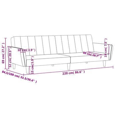 vidaXL Sofá cama de 2 plazas tela negro