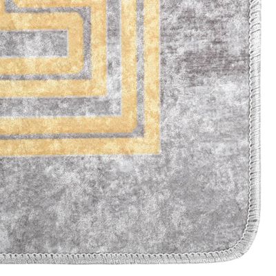 vidaXL Alfombra lavable antideslizante gris y dorado 150x230 cm