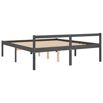 vidaXL Cama para personas mayores madera maciza pino gris 200x200 cm