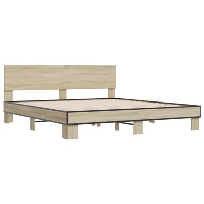 vidaXL Estructura cama madera ingeniería metal roble Sonoma 180x200 cm