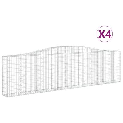 vidaXL Cestas de gaviones 4 uds forma de arco hierro 400x30x100/120 cm