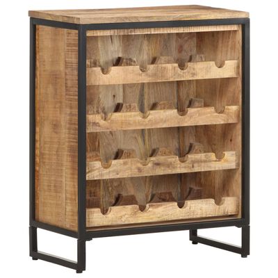 vidaXL Botellero de madera maciza de mango rugosa 62x33x78,5 cm