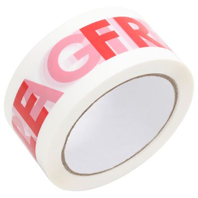 vidaXL Cinta de embalaje 12 piezas letras FRÁGIL blanco 48 mm x 66 m