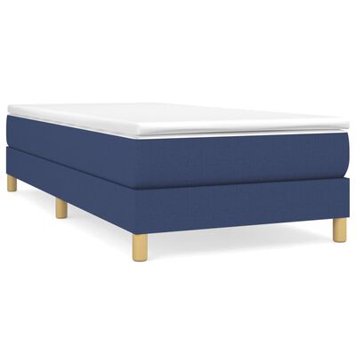 vidaXL Cama box spring con colchón tela azul 90x200 cm