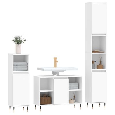 vidaXL Juego de muebles de baño 3 pzas madera contrachapada blanco