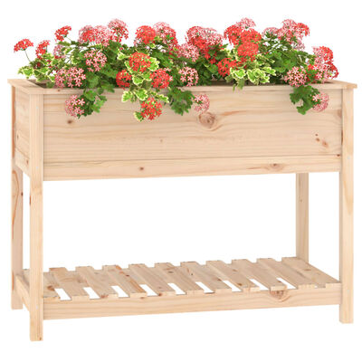 vidaXL Jardinera con estante de madera maciza de pino 111,5x54x81 cm