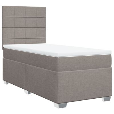 vidaXL Cama box spring con colchón tela gris taupe 80x200 cm